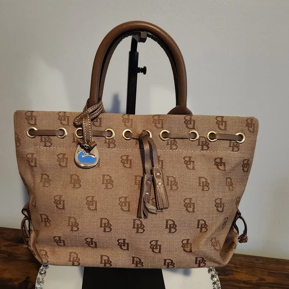 Dooney & Bourke Signature Tulip Tassel Monogram Tote. EUC - Picture 3 of 17